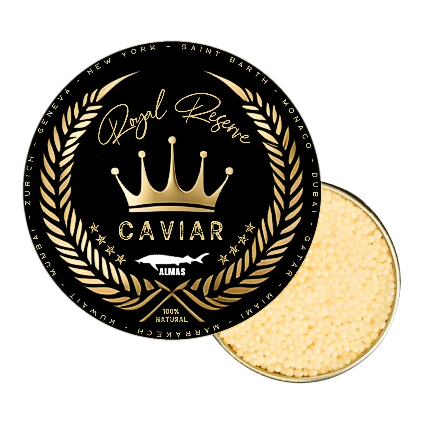 Boîte de caviar Royal Reserve Almas ouverte