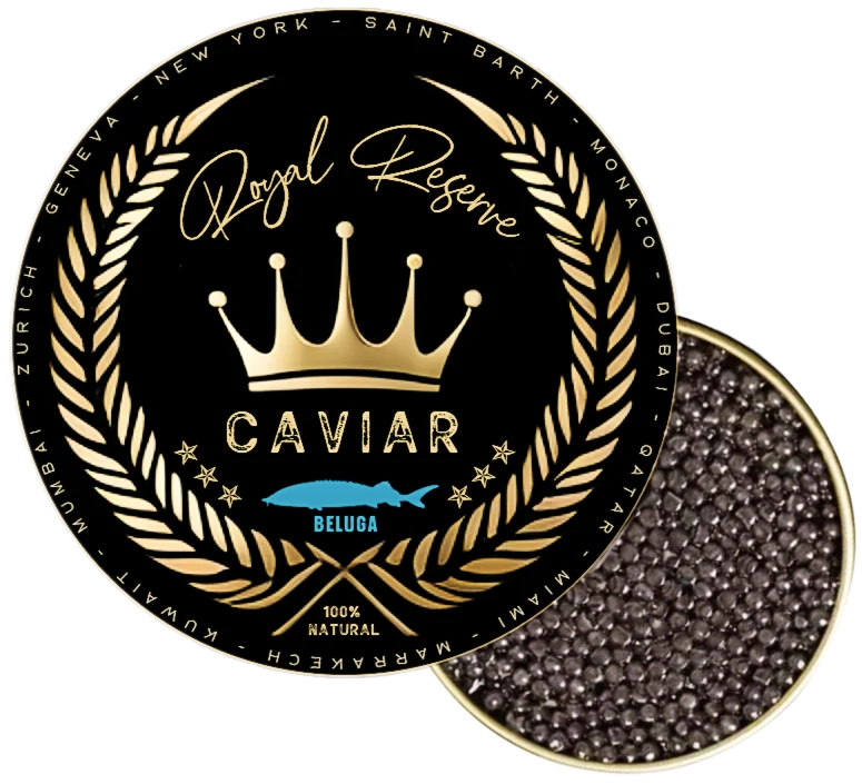 Boîte de caviar Beluga Royal Reserve ouverte
