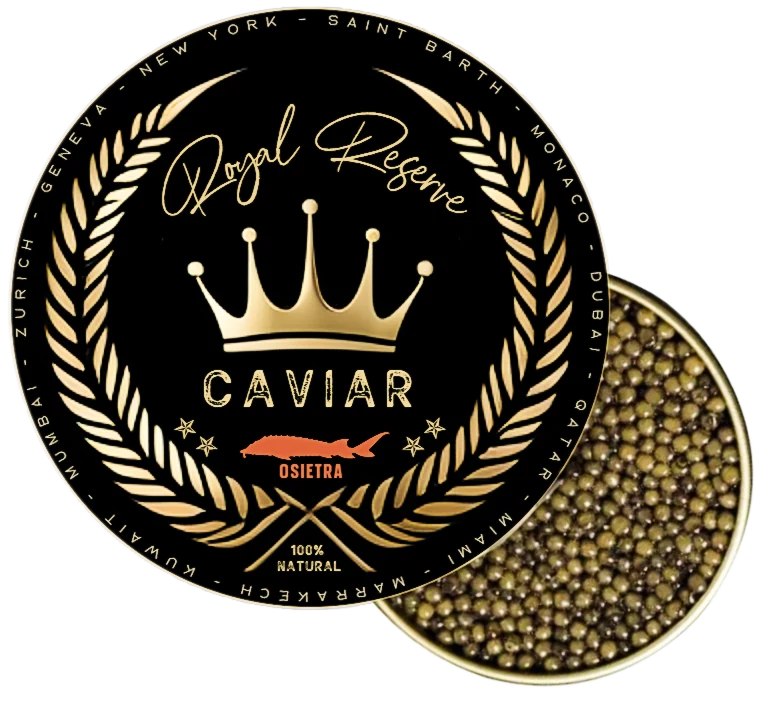 Boîte de caviar Osietra Royal Reserve ouverte
